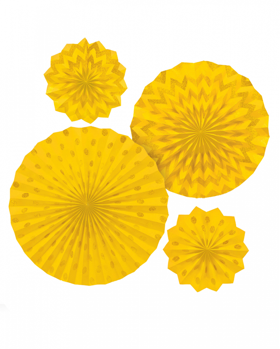Gelbes Fächer-Deko Set