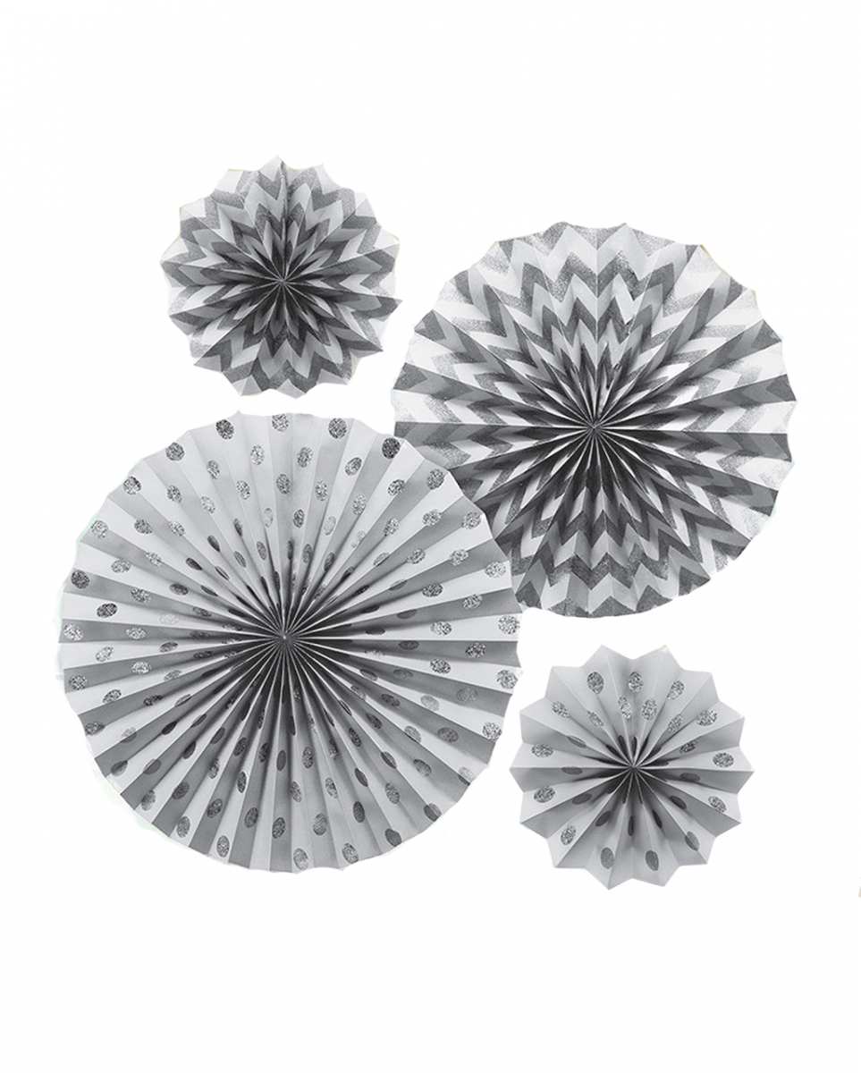 Silbernes Fächer-Deko Set