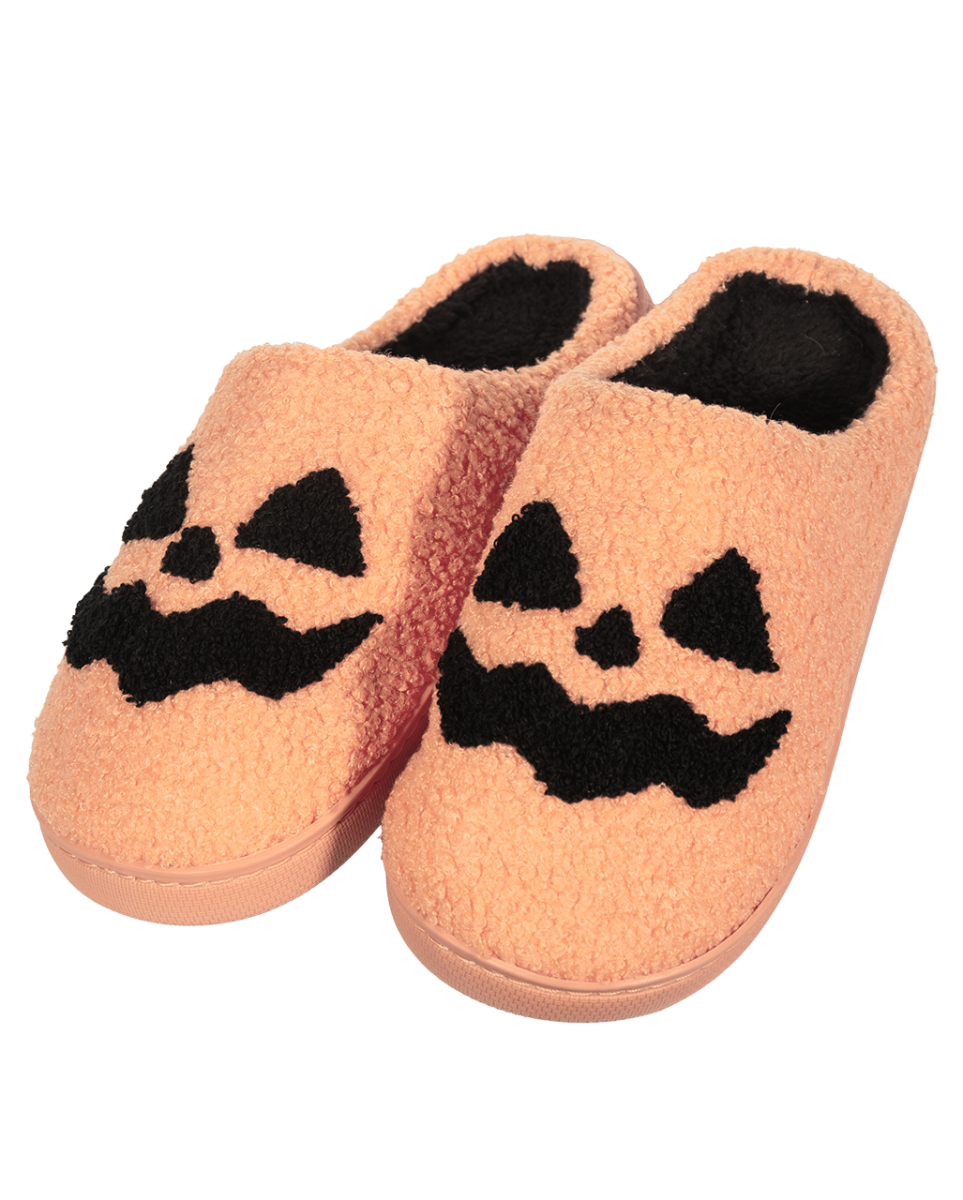 Kuschelweiche Hausschuhe mit Halloween Kürbisgesicht