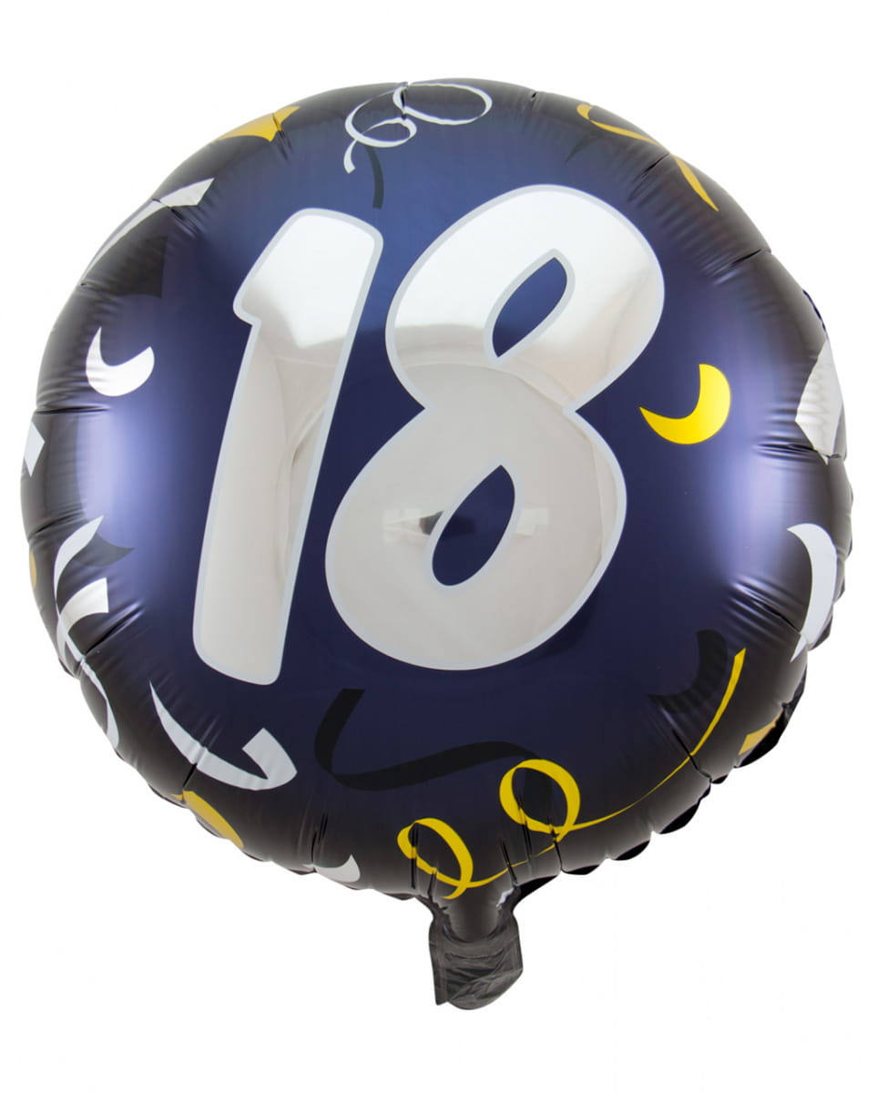 Ballon mit Zahl 18 schwarz-gold 45 cm