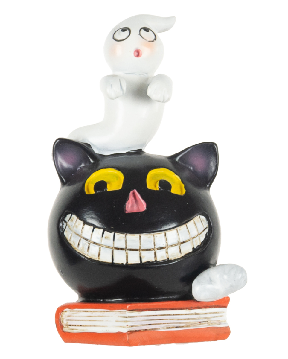 Geist auf grinsender Katze Figur 10cm