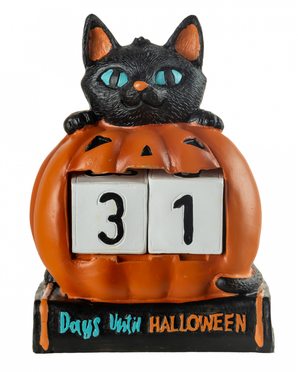 Kürbis & Katze als Halloween Countdown 18cm