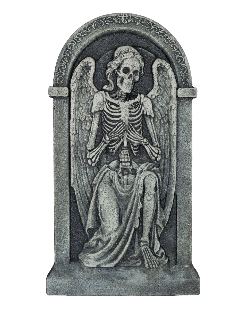 Halloween Grabstein mit Skelett Engel 91cm