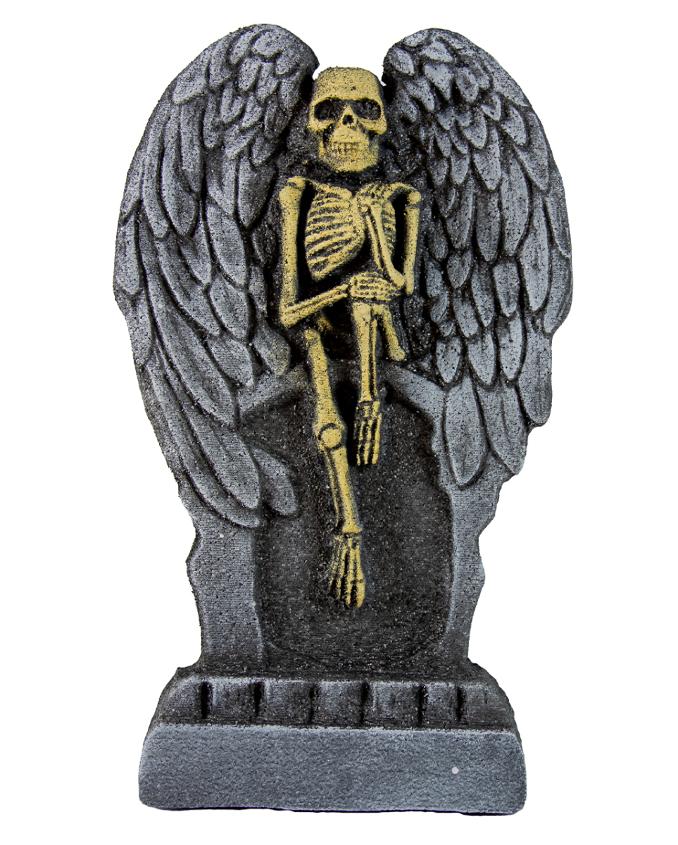 Deko Grabstein mit Skelett Engel 53cm