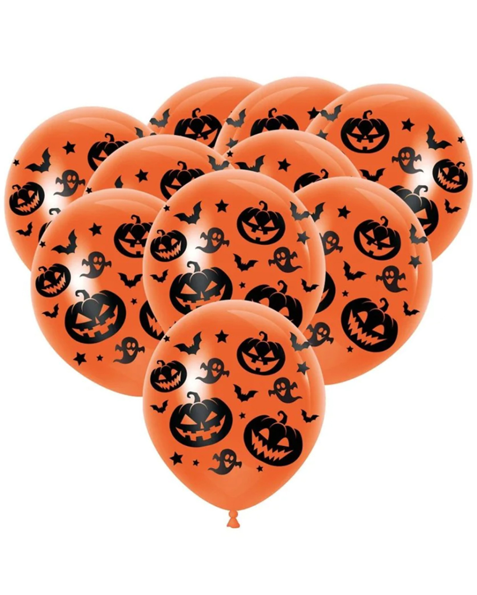 Halloween Ballons mit Fledermaus & Kürbis Motiv 10 St.