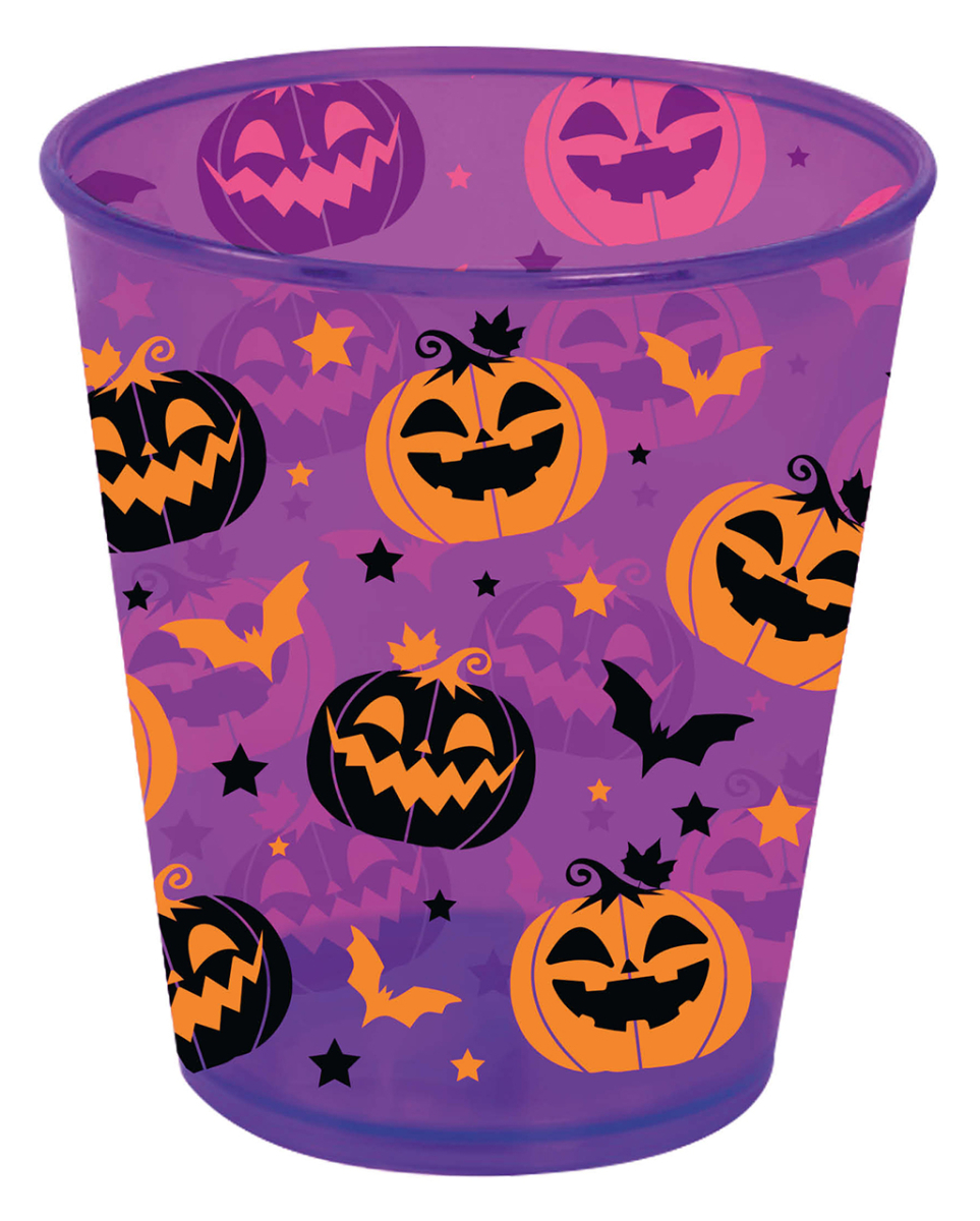Halloween Partybecher mit Kürbis & Fledermaus Motiv 10cm