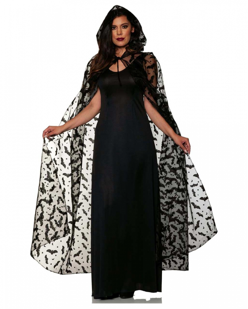 Transparenter Halloween Umhang mit Fledermäusen