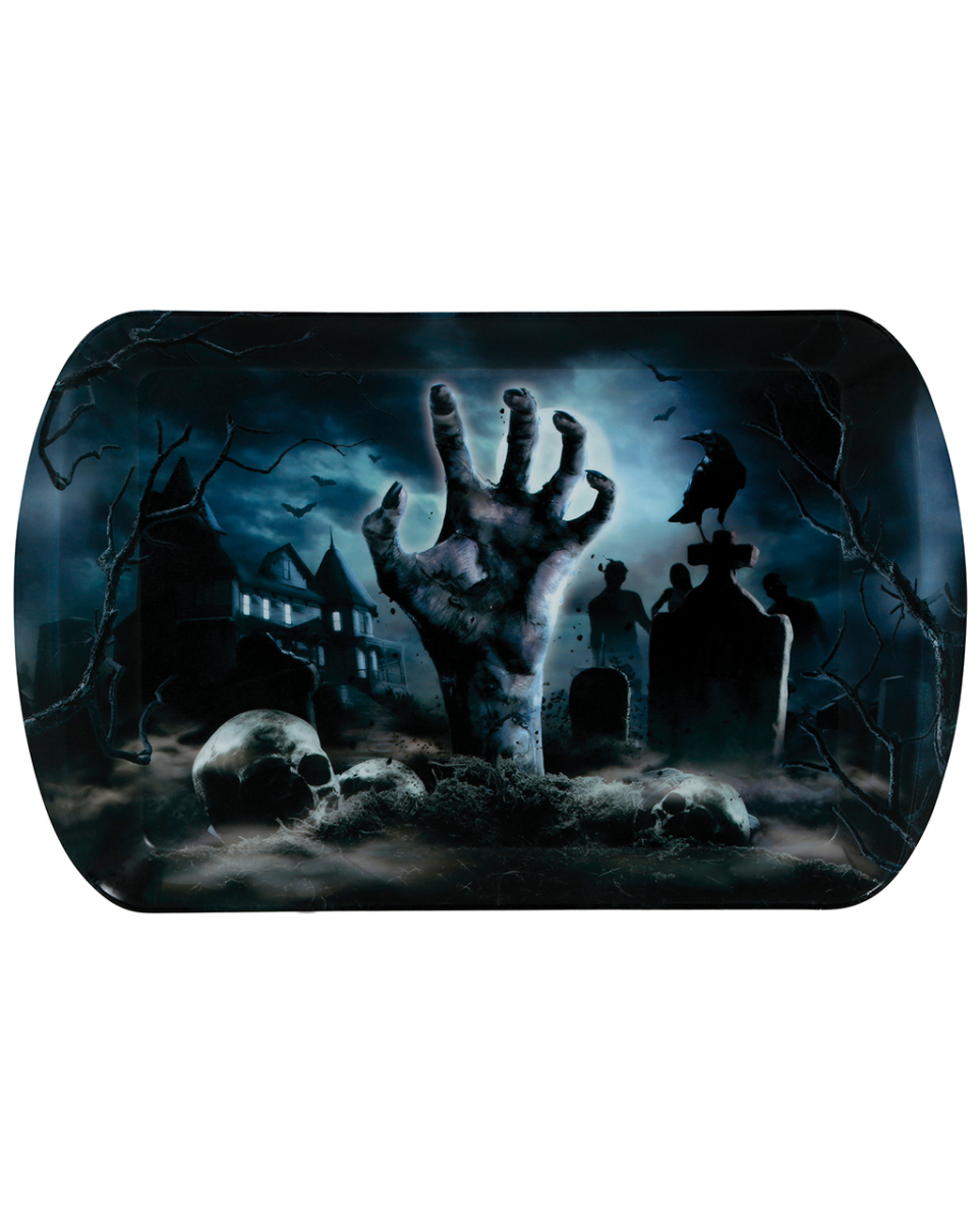 Zombie Friedhof Halloween Tablett