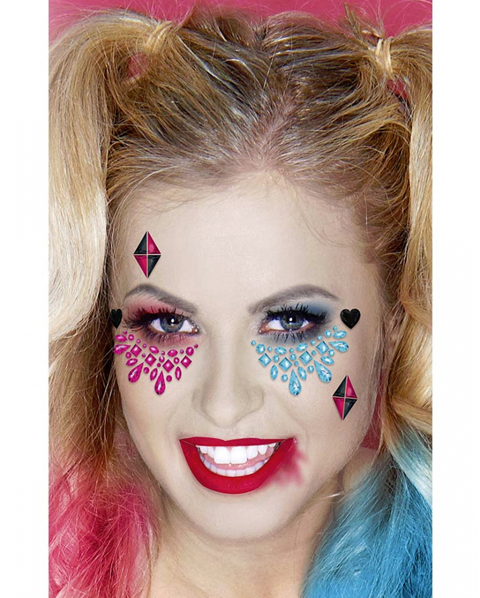 Harlequin Superheldin Make-Up Aufkleber