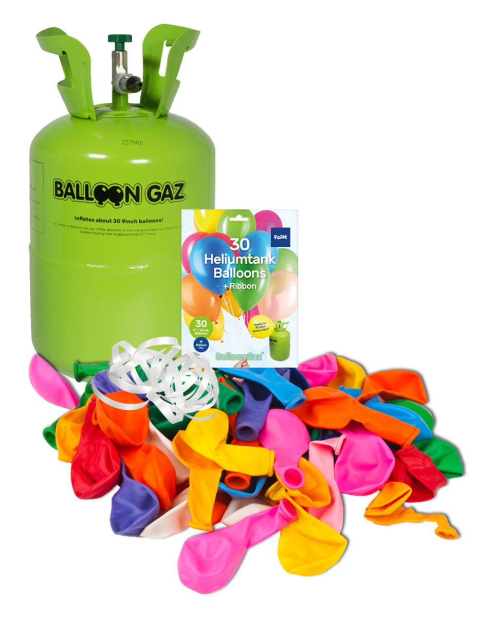 Balloon Gaz Heliumflasche mit 30 farbigen Luftballons