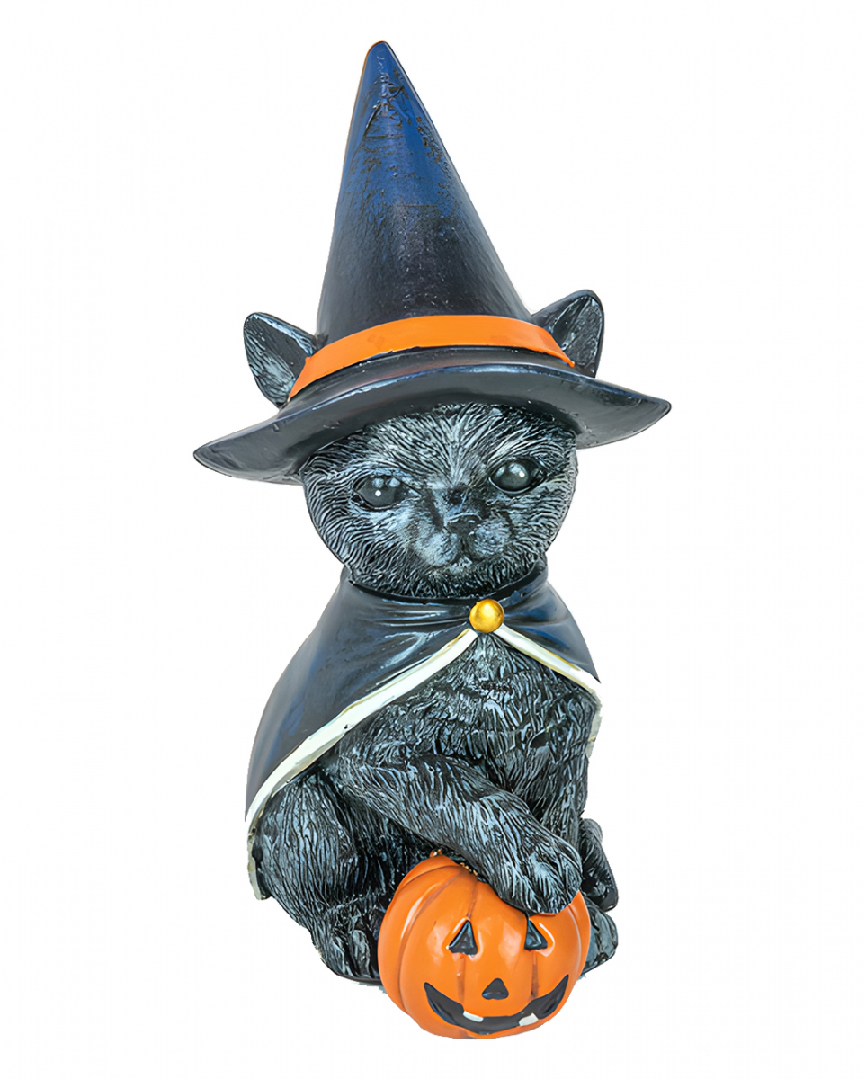 Katze mit Hexenhut & Kürbis 15cm