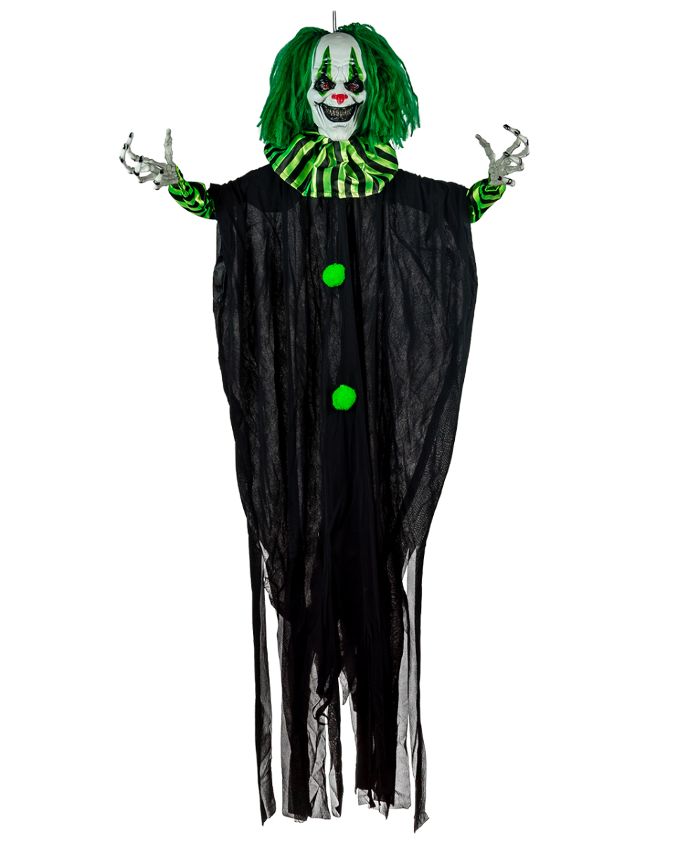Horror Clown mit Grünen Haaren & LED Augen 120cm