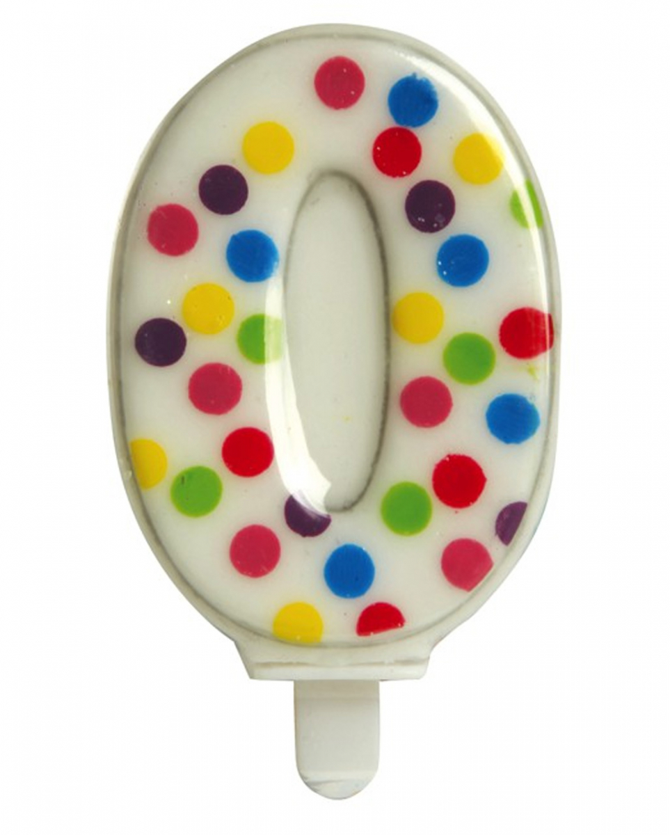 Zahlenkerze Konfetti Nr. 0 (6,5cm)