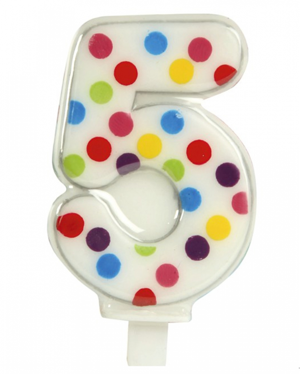 Zahlenkerze Konfetti Nr. 5 (6,5cm)