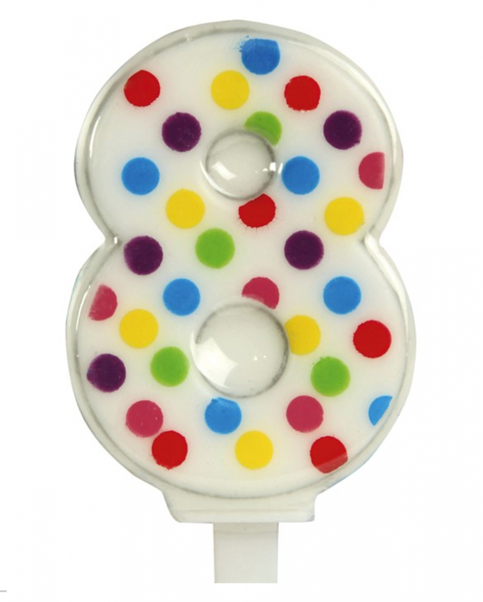 Zahlenkerze Konfetti Nr. 8 (6,5cm)