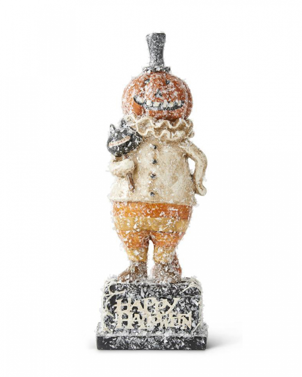 Kürbis Männchen Figur mit Katzen Lolli & Glitter Flocken 28cm