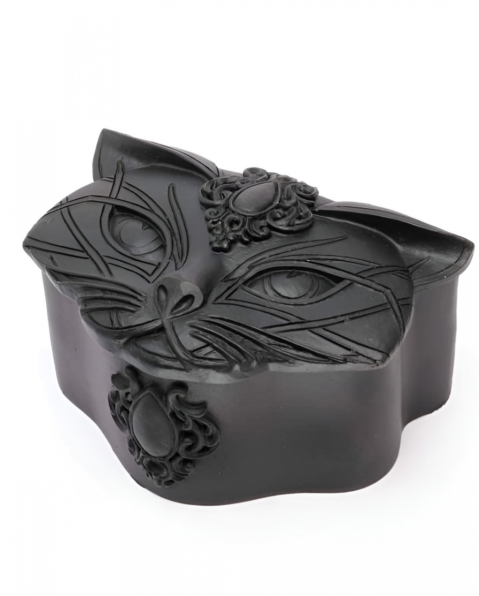 Schwarze Schatulle mit heiliger Katze 10,5cm