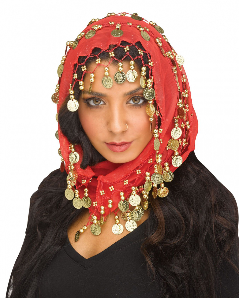 Mystischer Roter Schal mit Münzen