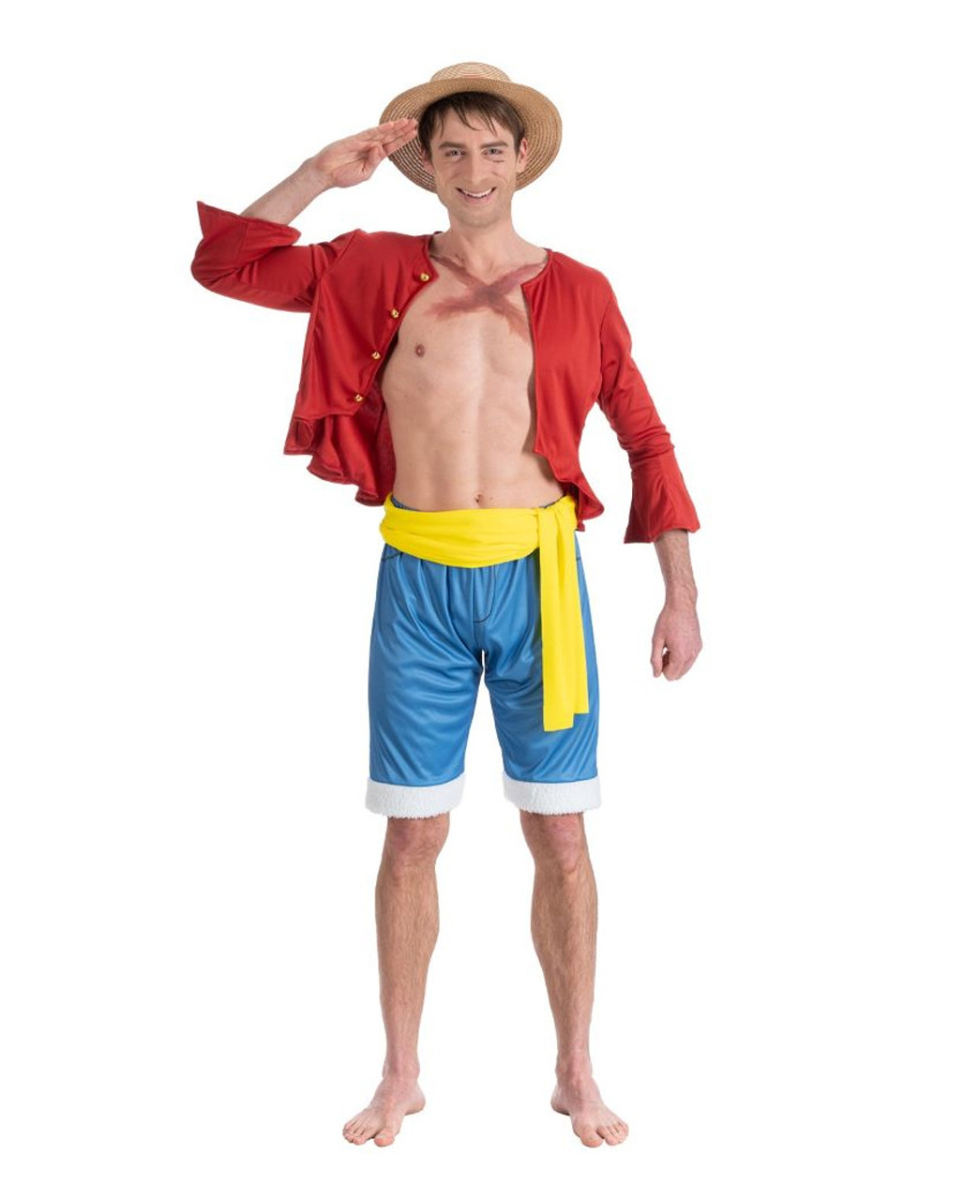One Piece Ruffy Herrenkostüm 4-tlg.