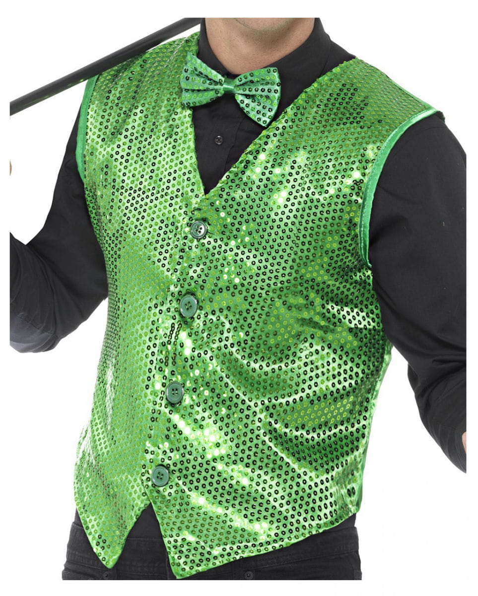 Grüne Pailletten Weste für Herren