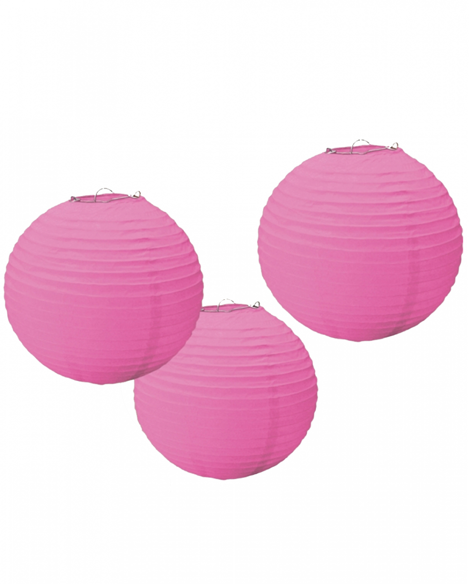 Lampion Set aus Papier 3 tlg. Pink