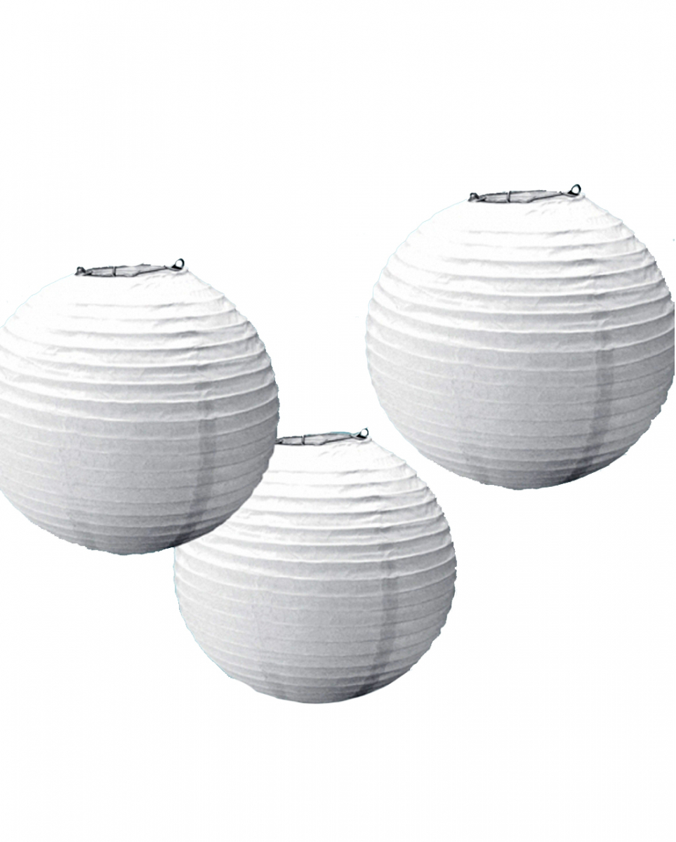 Lampion Set aus Papier 3 tlg. Weiß