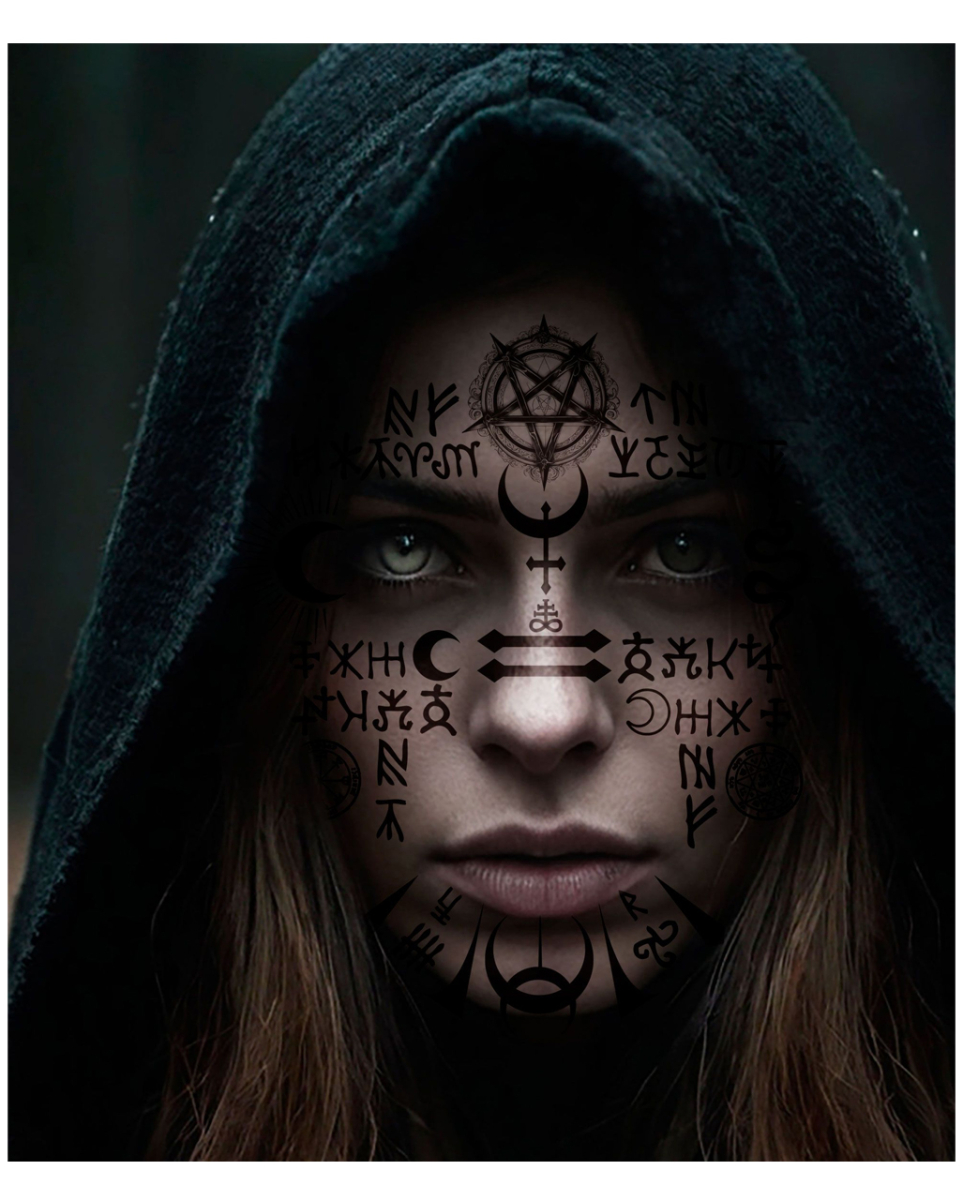 Satanisches Klebe-Tattoo für Gesicht 22x18cm