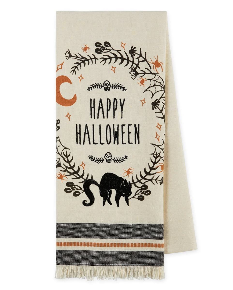 Happy Halloween Geschirrtuch mit Katze