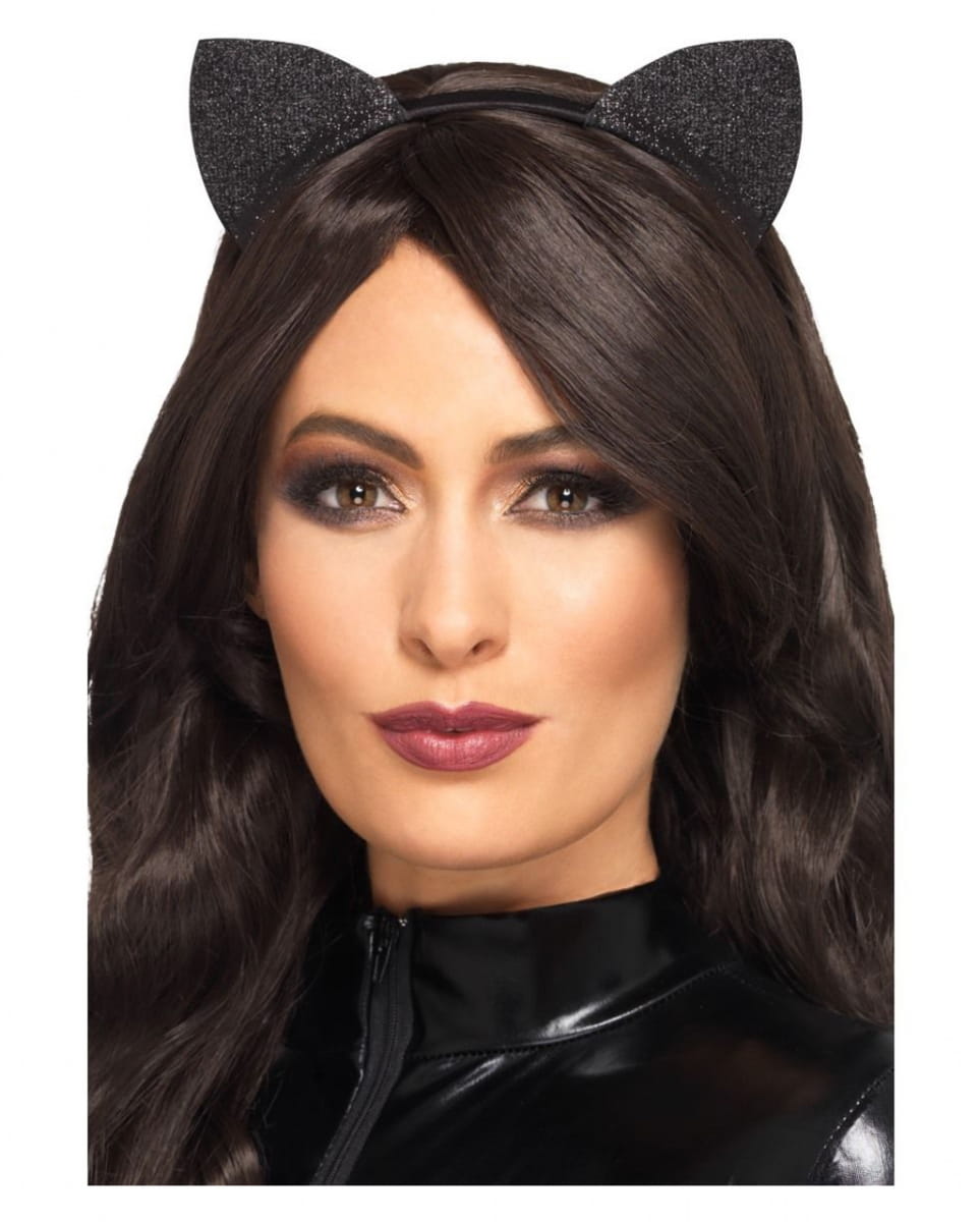 Glitzer Katzenohren schwarz Vinyl