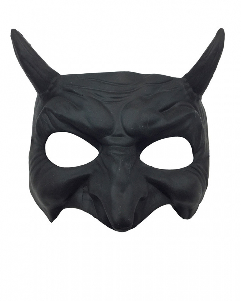 Schwarze Teufels Halbmaske mit Hörner