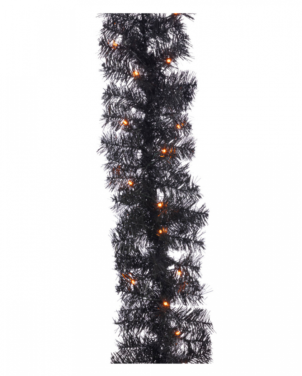 Halloween Girlande mit LED´s schwarz-orange 183cm