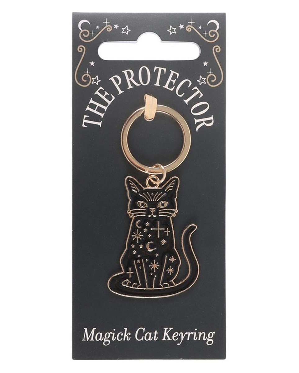 Schwarze Gothic Katze Schlüsselanhänger