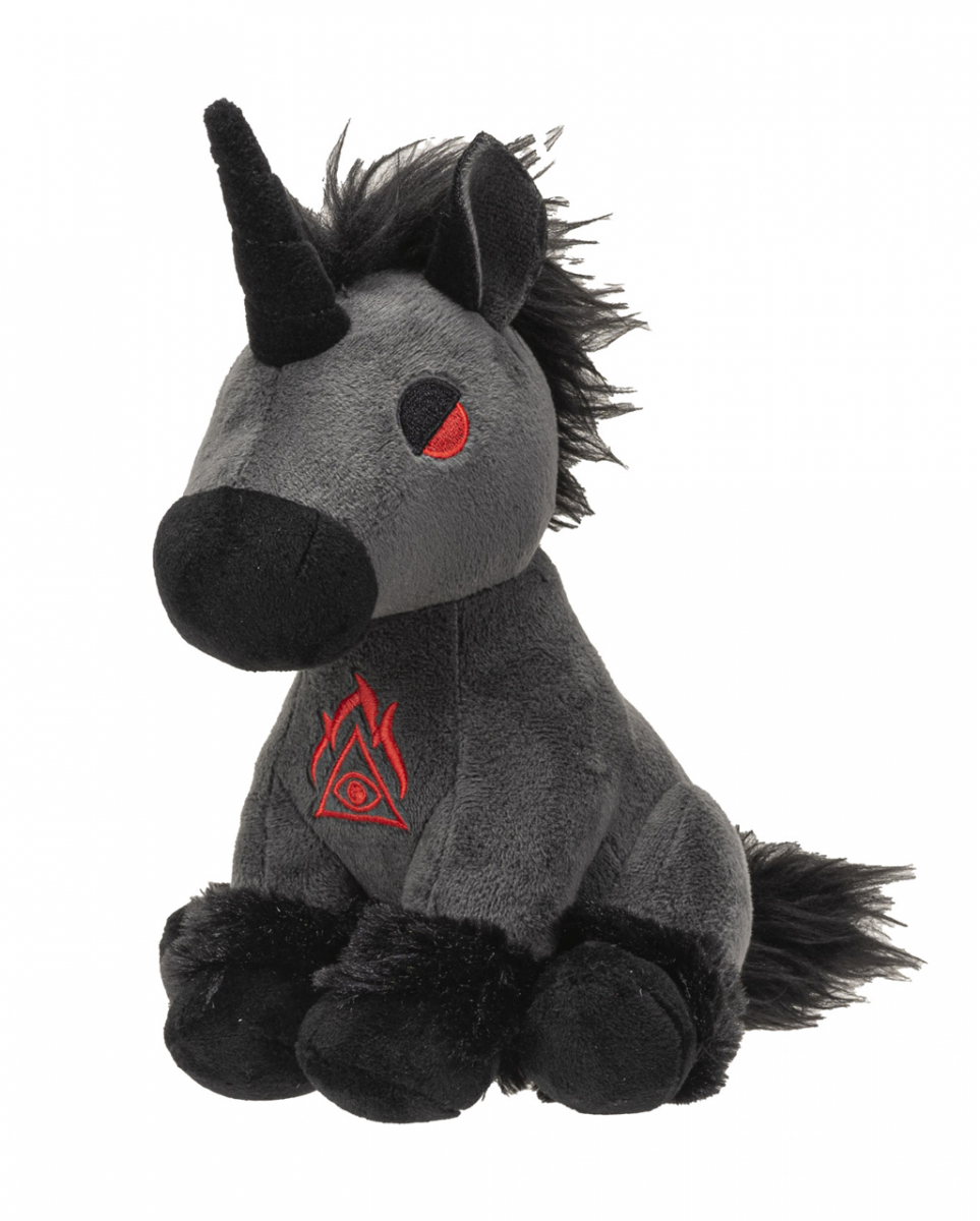 Schwarzes Einhorn aus Plüsch 20cm