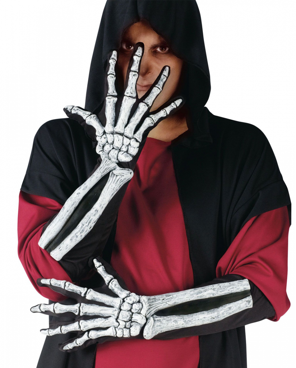 Knochenmann 3D Handschuhe weiß