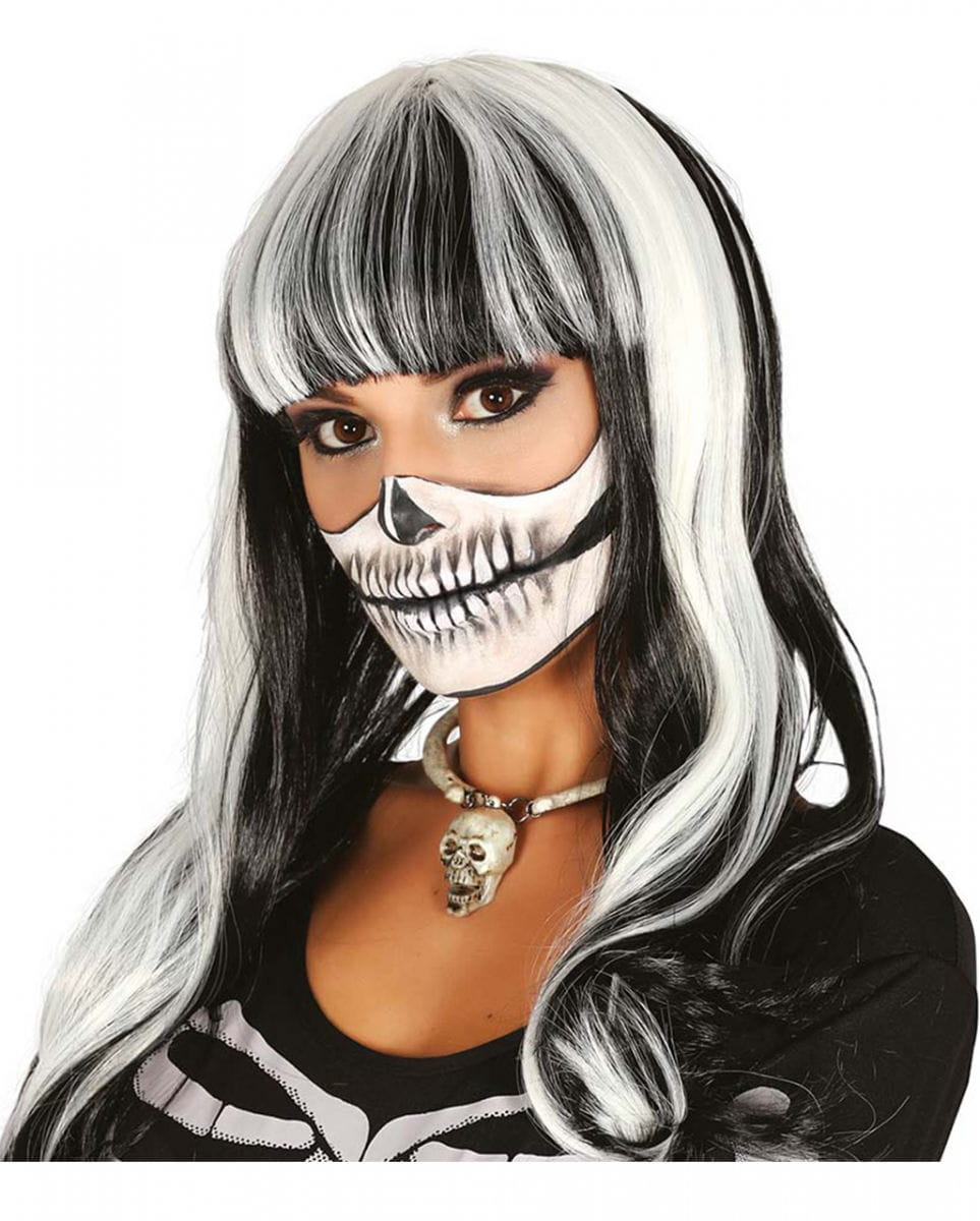 Skull Perücke schwarz-weiß