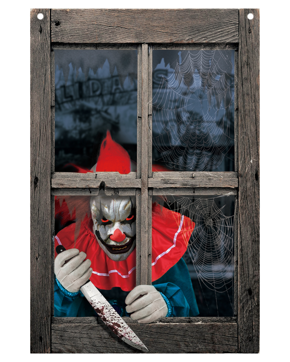 Killer Clown Halloween Fake Fenster Deko 80x120cm