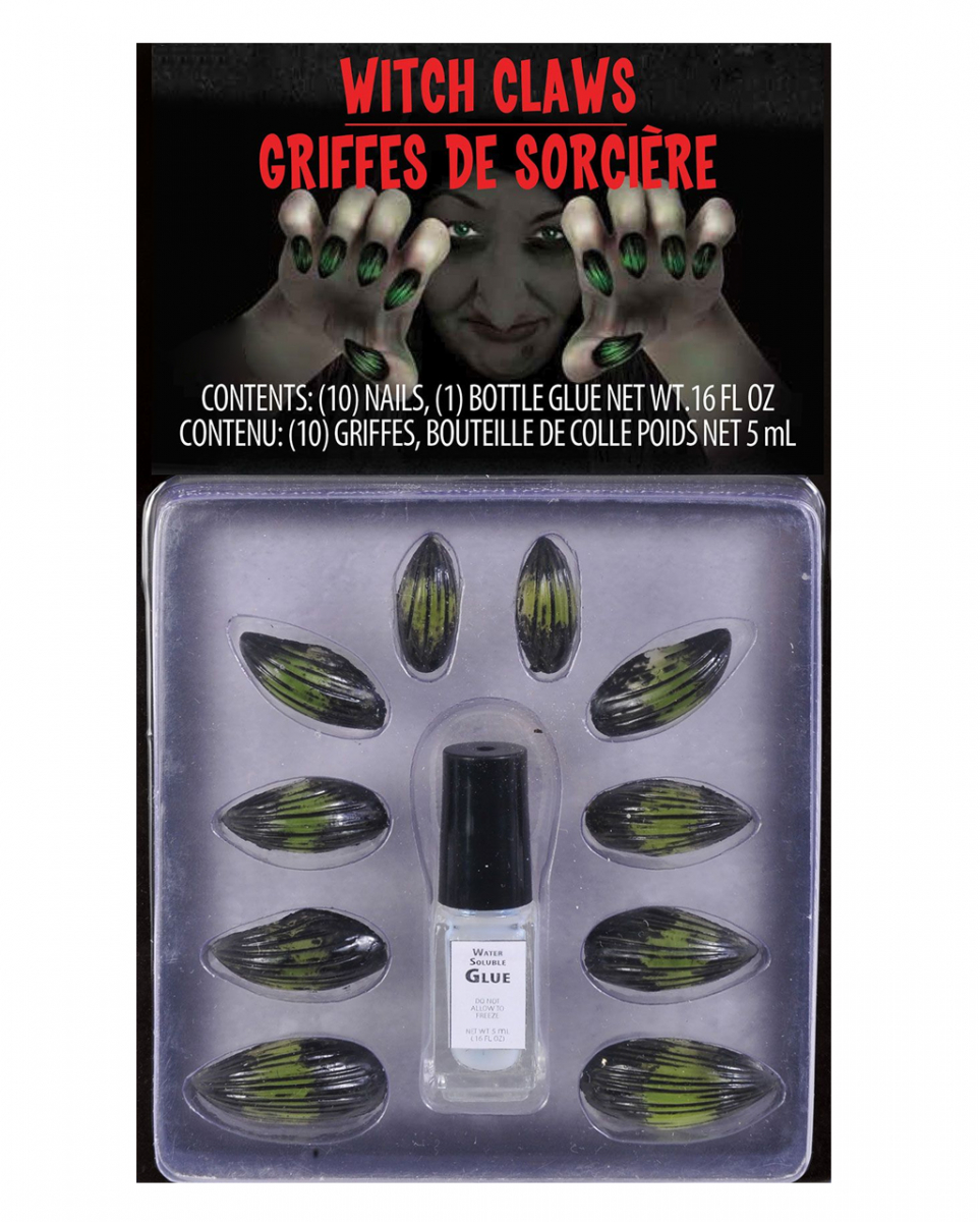 Hexen Fingernägel grün-schwarz