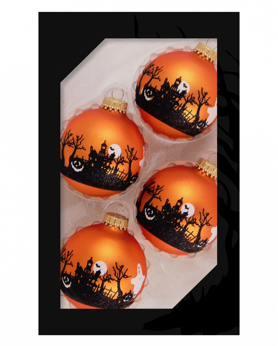 Spooky Friedhof Halloween Christbaumkugeln Ø6,5cm 4 Stück