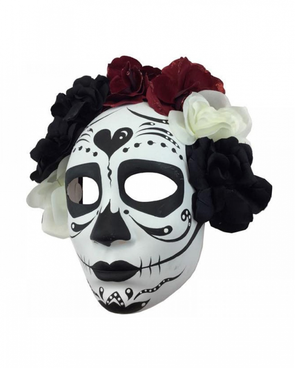 Sugar Skull Maske mit Blumen
