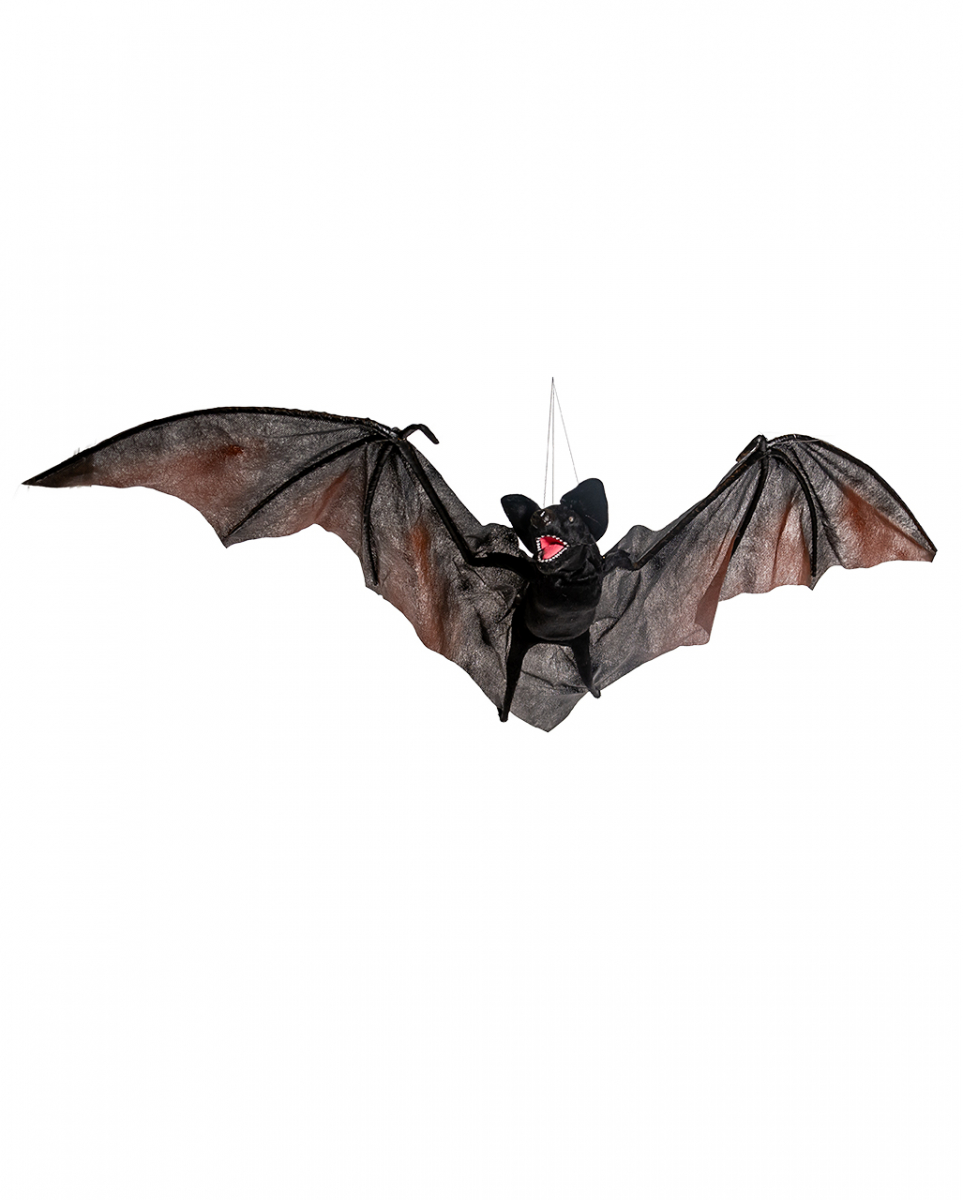 Schwarze Vampir Fledermaus mit Bewegung, Licht & Sound 122cm