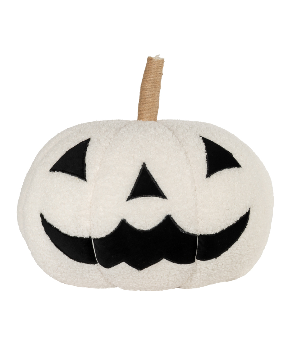 Weißer Halloween Kürbis als Zierkissen Ø 34cm