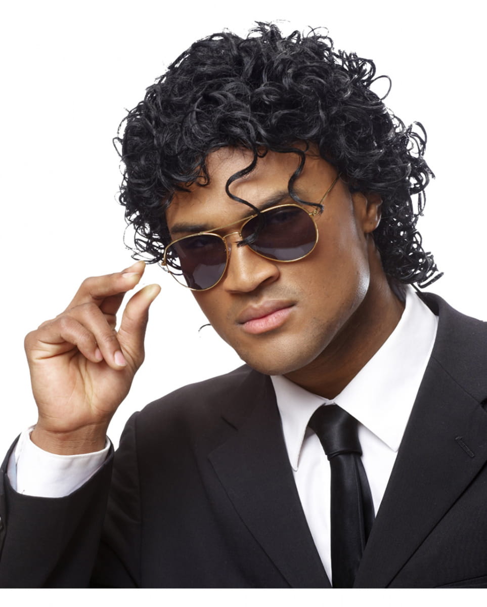 Wet Look Perücke schwarz