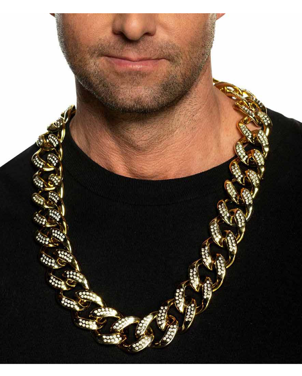 Große Strassbesetzte Goldkette