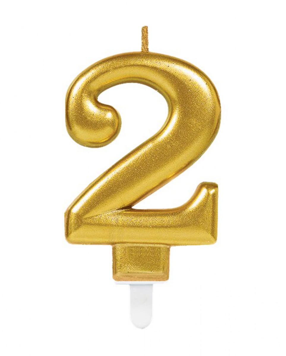 Metallic Zahlenkerze 2 Gold