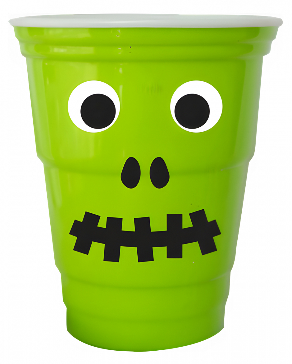 Grüner Monster Trinkbecher mit Wackelaugen