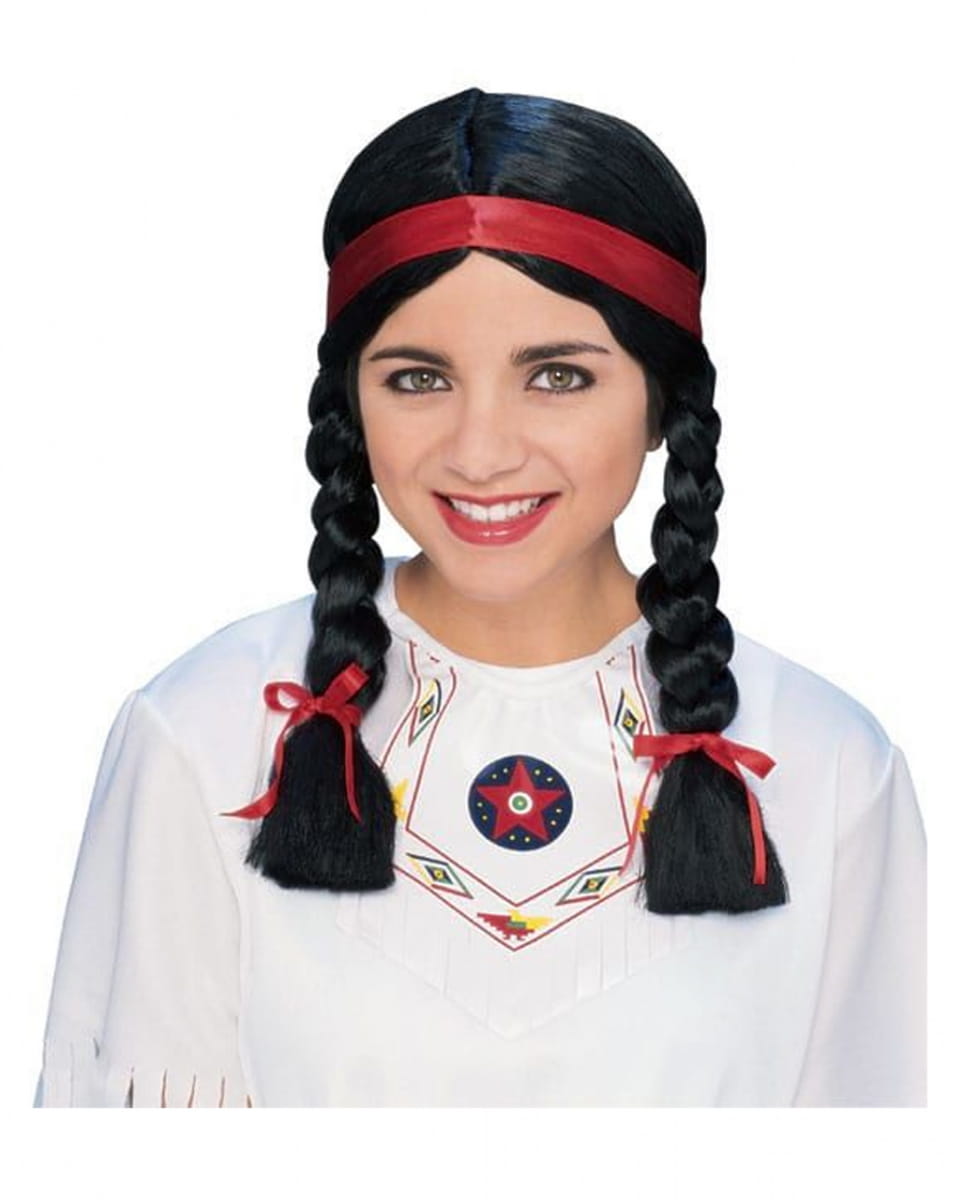 Squaw Perücke mit Zöpfen