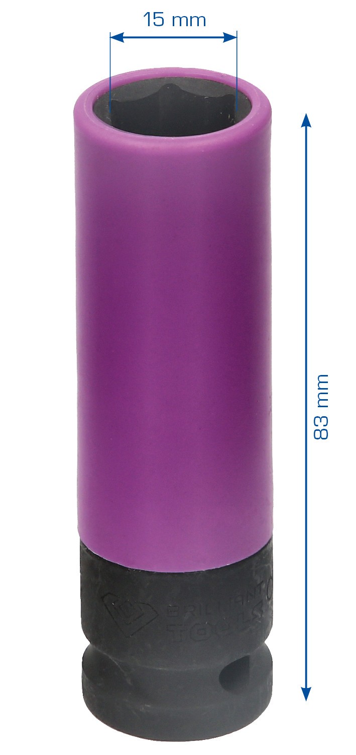 Brilliant Tools 1/2' Alu-Felgen-Kraft-Stecknuss, 15 mm Felgen-Demontagewerkzeug  BT691004