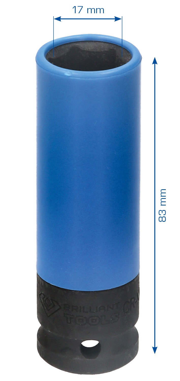 Brilliant Tools 1/2' Alu-Felgen-Kraft-Stecknuss, 17 mm BT691006 Felgen-Demontagewerkzeug,Kraft-Stecknuss
