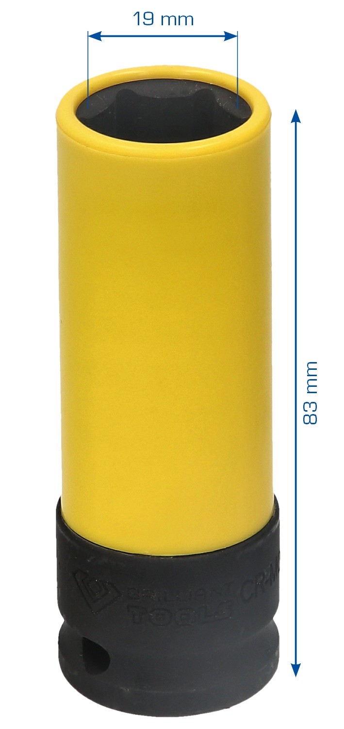 Brilliant Tools 1/2' Alu-Felgen-Kraft-Stecknuss, 19 mm Felgen-Demontagewerkzeug,Kraft-Stecknuss BT691007