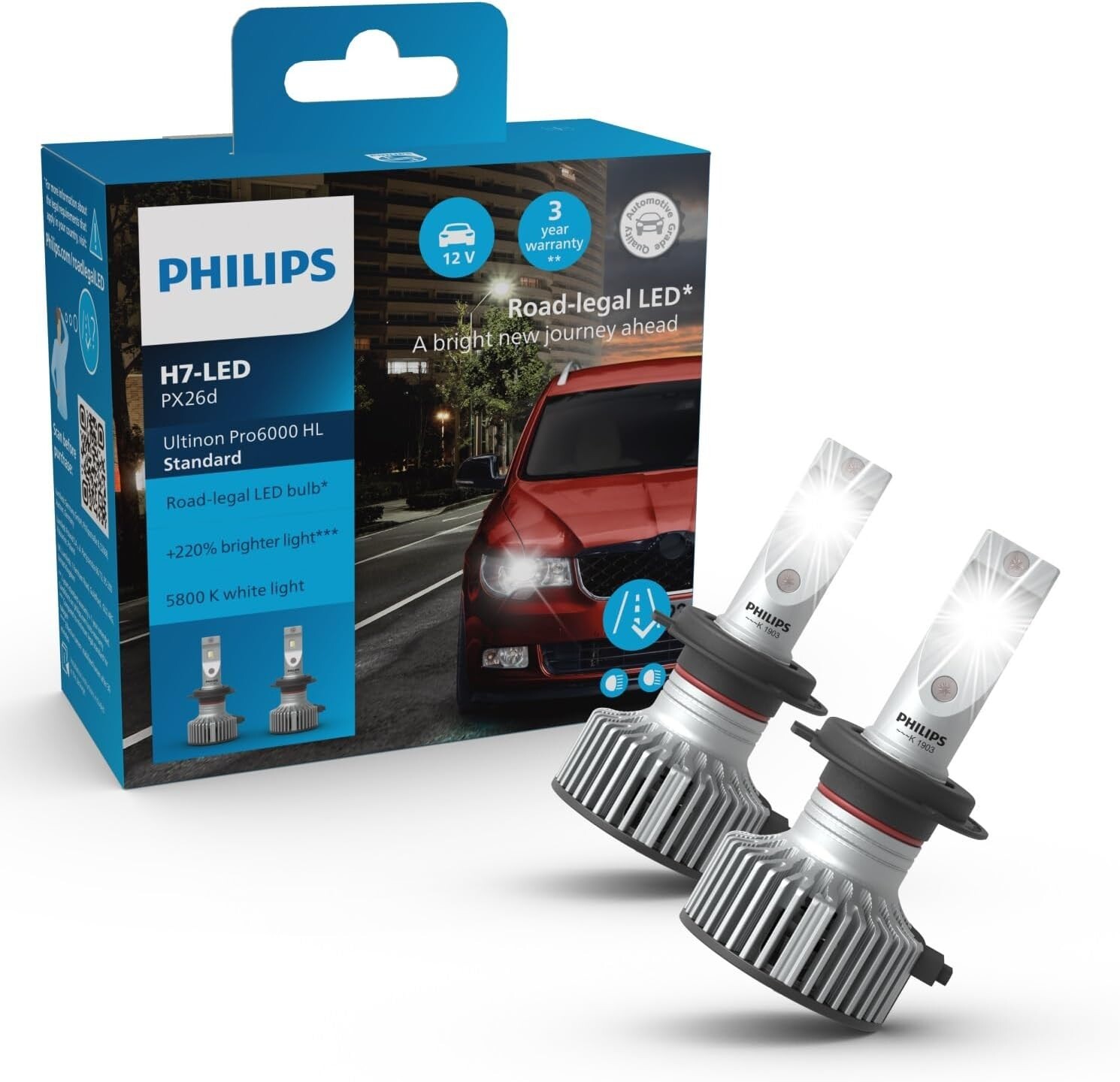 PHILIPS [Philips] H7-LED Ultinon Pro6000 11972U60SX2 Glühlampe, Fernscheinwerfer,Glühlampe, Hauptscheinwerfer,Glühlampe, Abbiegescheinwerfer,Glühlampe